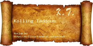 Kolling Taddeus névjegykártya